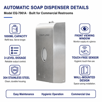 Distributeur automatique de savon liquide AOLQ 1000 ml en acier inoxydable à fixation murale pour lavage des mains