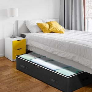 Under <b>Bed</b> Storage <b>Bags</b> for Clothes and Blankets, Foldable Fabric Zipper Container with Clear Window and Reinforced Handles - Product Image 5