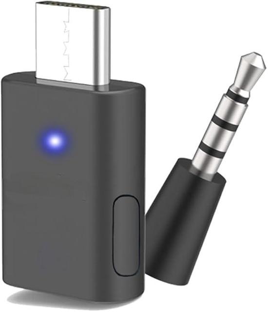 USB C BT5.0 Audio Transmitter for PS5/PS4,Dual Connection Wireless Adapter Low Latency Dongle with 3.5 mm Analog Mic for PC
