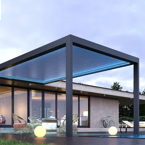 Pergolato bioclimatico da esterno moderno in alluminio con tetto a feritoia per parasole da giardino gazebo pergolato