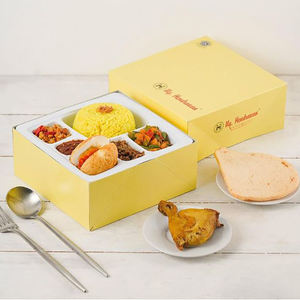Caja de embalaje de papel Kraft desechable personalizada para comida china, restaurante, comida para llevar, almuerzo, arroz, comida, Bento, caja para llevar con compartimentos - Product Image 2