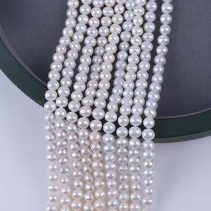 Perles d'aquaculture d'eau douce de forme pomme de terre, presque rondes, 7-8 mm, en gros à Zhuji, accessoires pour la fabrication de bijoux DIY - Product Image 5