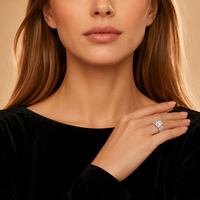 Bague double rangée en argent 925 avec moissanite taille émeraude 8*10MM pour femme – Élégante pour fiançailles, mariage et occasions formelles