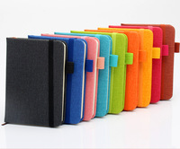 A7 Hardcover Mini-Notizbuch aus Leinen mit leeren Seiten, Gummiband und Stifthalter für Büro, Zuhause und Schule