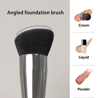 Pinceau de maquillage professionnel angulaire pour fond de teint, poils synthétiques denses, pinceau cosmétique plat pour le visage, logo personnalisé, fabricant OEM ODM