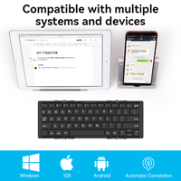 Keyboard Mini Lipat Tiga Portabel Nirkabel BT Kompatibel Ultra Tipis Nyaman dan Senyap untuk Ponsel iPad Laptop Tablet
