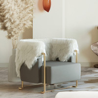 Chaise canapé simple de luxe légère Chaise longue en peluche moderne simple Mobilier en acier inoxydable créatif de designer italien