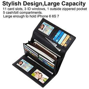 <span class=keywords><strong>Portafoglio</strong></span> Lungo da <span class=keywords><strong>Donna</strong></span> in <span class=keywords><strong>Pelle</strong></span> di Lusso, Pochette da Viaggio Trifold con Blocco RFID - Product Image 3