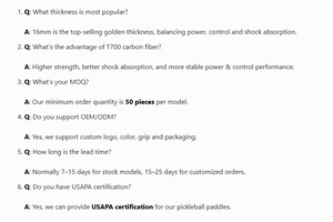 ไม้พายพิคเคิลบอล <span class=keywords><strong>Joola</strong></span> Pro IV ขนาด 16 มม. T700 Gen5 Gen4 แกนโฟม MPP - Product Image 6