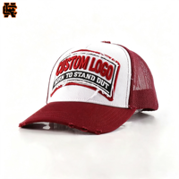 Casquette de camionneur vintage pour femme, effet vieilli, avec logo brodé 3D personnalisé, en maille, style streetwear, vente en gros