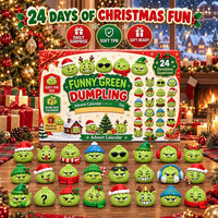 Calendrier de l'Avent de Noël avec 24 Squishies, 24 Jours de Compte à Rebours, Mini Jouets Squishy en Forme de Raviolis de Dessin Animé, Cadeaux pour Enfants et Adultes