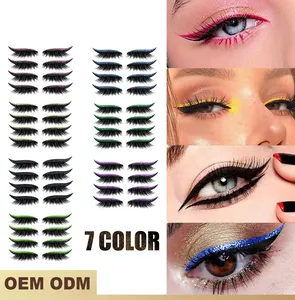 Ciglia a striscia piena Eyeliner adesivi per ciglia riutilizzabili 3D ciglia finte glitter eyeliner Sticker moda occhi trucco