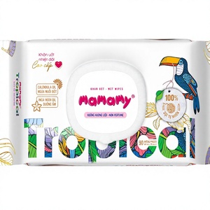 Lingettes humides pour bébé OEM Mamamy Tropical, 90 pièces, non tissées, 200 mm x 150 mm, 100 % rayonne naturelle, huile de calendula, lingettes hydratantes - Product Image 1