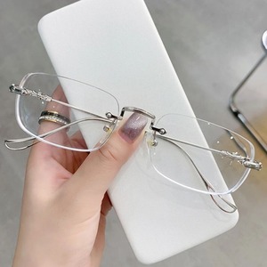 <span class=keywords><strong>Lunettes</strong></span> de <span class=keywords><strong>lecture</strong></span> anti-lumière bleue horizontales sans monture en métal, design élégant, verres dorés transparents, unisexe - Product Image 4