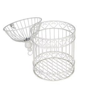 Vente directe d'usine, cages à oiseaux décoratives, bougeoirs, porte-cartes en fil métallique, fournitures de mariage, boîte décorative en fil métallique blanc - Product Image 4