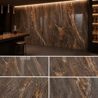 Panneau mural décoratif auto-adhésif en marbre artificiel UV à grain de marbre