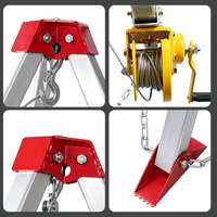 Ensemble complet de trépied de sauvetage 500 kg SWL en alliage d'aluminium 2,14 m, treuil manuel pour espaces confinés, corde de 30 m, ceinture de sécurité incluse, CE