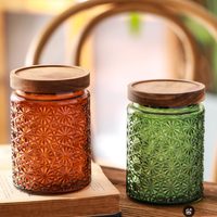 25oz 750ml großes rundes grünes bernstein blaues Glas Lebensmittel vorrats glas mit Holz lippen Getreide Aufbewahrung stopf Glasbehälter
