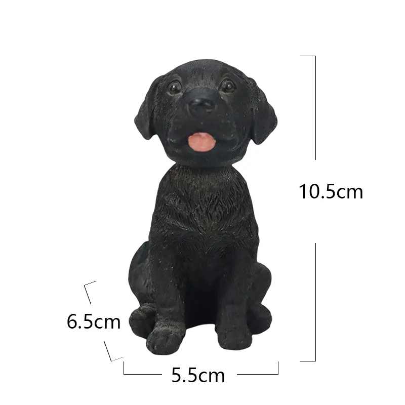 Hayvan Bobble kafa reçine el sanatları reçine siyah köpek sallayarak kafa sevimli köpek figürleri ev dekorasyon için