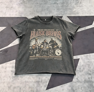 Camiseta Retro con Estampado <span class=keywords><strong>de</strong></span> Banda <span class=keywords><strong>de</strong></span> Rock, Impresión Directa a Prenda (DTG), Camiseta <span class=keywords><strong>de</strong></span> Algodón Oversize, Estilo Musical Vintage - Product Image 1