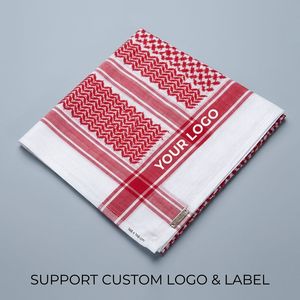 Shemagh Jacquard 100% Algodón, 52 Pulgadas, Rojo y Blanco, Pañuelo Árabe para la Cabeza, Logotipo Personalizado, Keffiyeh de Oriente Medio, Turbante para Hombre - Product Image 1