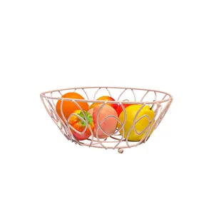 Banco di forma rotonda decorativo cesto di frutta rosa cesto di frutta cesto di conservazione di verdure cesto regalo per cibo da cucina organizzatore