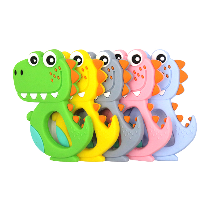 Оптовая продажа на заказ силиконовые для малышей с динозавром, Прорезыватель игрушки множество различных цветовых chooseable грызунок