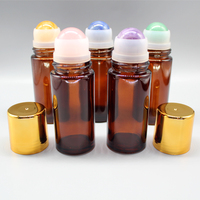 Flacon en verre vide de 50 ml, transparent, pour huiles essentielles, unique avec bille roulante en pierre précieuse