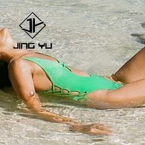 Traje de Baño de una Pieza con Tirantes Huecos de Color Sólido Personalizado para Mujer, Traje de Baño de Nailon de Alta Calidad de una Pieza, Talla Grande - Product Image 3