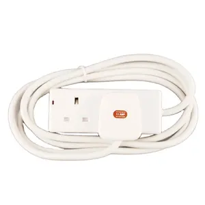 WK 13A 2 Way British Standard Power Strip with Neon & 2M 1.25mm Cable Socket