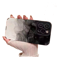 Coque de téléphone portable en TPU souple avec impression de peinture à l'encre dégradée noir et blanc pour iPhone 8 X Xr Xs 11 12 13 14 15 16 17 18 Pro Max