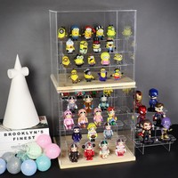 Vitrine d'exposition en acrylique avec éclairage LED et porte magnétique, présentoir de bureau pour mini figurines de collection