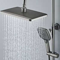 Ensemble de douche contemporain à affichage numérique en laiton plaqué gris avec jets de pluie doux pour hôtels
