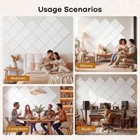 Lot de 12 panneaux acoustiques carrés blancs en PET, panneaux insonorisants absorbants le son, panneaux acoustiques en feutre autocollants pour la maison et le bureau