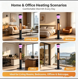 Chauffe-<span class=keywords><strong>terrasse</strong></span> infrarouge extérieur, chauffage <span class=keywords><strong>électrique</strong></span> sur pied 1500W avec haut-parleur Bluetooth et lumière RGB pour jardin et <span class=keywords><strong>terrasse</strong></span> - Product Image 4