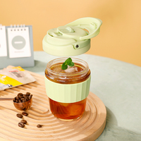 Koffie Thee Fruitinfusie Drinkbeker Glazen reismok met opvouwbaar handvat voor warme en koude dranken Thuiskantoor