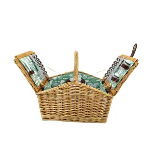 <strong>Square</strong> Seagrass Rattan Willow baguette <strong>Storage</strong> Box Organizers Luxury Picnic Hamper Suitcase Set Large Wicker <strong>Basket</strong> with Lid - Product Image 1