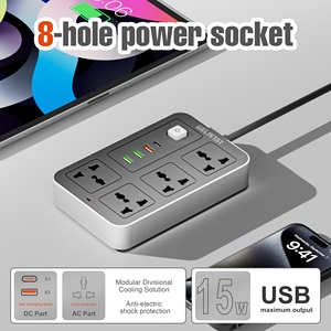 Logo personnalisé Vente en gros <span class=keywords><strong>Prise</strong></span> électrique universelle multi-rallonge Câble USB-C Bandes <span class=keywords><strong>de</strong></span> cordon électrique 4 prises 2 broches Multiprise - Product Image 3