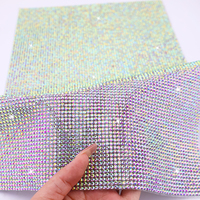 Feuille de strass en cristal de haute qualité 24x40cm, tissu en maille de verre diamanté SS20, grande feuille de strass pour robes de soirée, sacs et projets DIY
