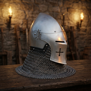 CHk 14GA Vintage Gray Griffon Helmet Custom Polished Steel Medieval Bascinet Aventail Handmade Wedding New Year Christmas Home - Product Image 1