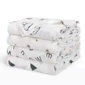 Venta al por mayor cómodo suave transpirable envoltura de verano de algodón de bambú personalizado manta de muselina para bebé para recién nacidos