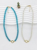 Collier en perles acryliques multicolores CH-LAN2151, collier en perles de bambou colorées en plastique, collier réglable, bijoux en gros