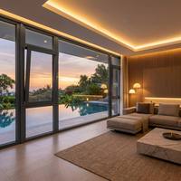 Ventana Fija de Aleación de Aluminio HUACAI con Vidrio Templado para Baños y Espacios Comerciales - Diseño Moderno de Mediados de Siglo, Resistente al Polvo