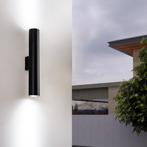 Lampe murale extérieure cylindrique IP43 étanche en acier inoxydable, éclairage haut et bas pour jardin, patio, balcon, couloir - Product Image 4