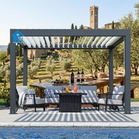 Pergola motorisée en aluminium Sweet Home avec toit rétractable, système imperméable, éclairage LED, design écologique pour jardin et terrasse