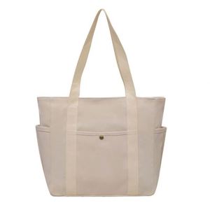 Eco-Friendly Canvas Cotton Tote Bag Customized Logo Handle Beach Shopping Bag with Zipper Recyclable and Durable-Wholesale - Product Image 6