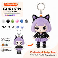 Jouets en peluche personnalisés avec des personnages de dessins animés OEM ODM, porte-clés en coton PP, porte-clés en peluche personnalisé