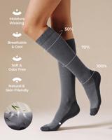 Chaussettes de compression en bambou OEM 15-20 mmHg, hauteur genou, semelle en coton peigné, évacuation de l'humidité, anti-ampoules, pour la grossesse