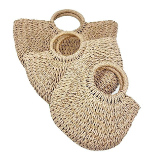 Borsa da Spiaggia in Paglia Intrecciata a Mano, 3 Opzioni di Dimensione, Borsa a Mezzaluna per Regali Estivi Perfetti, Vacanze e Feste in Spiaggia - Product Image 5