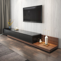 Meuble TV en bois massif de haute qualité pour salon avec éclairage LED, meuble TV et table basse